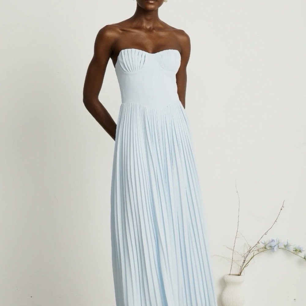 Elegant Light Blue Strapless Dress